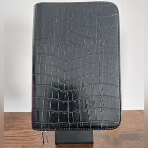 MUNDi 2 Zipper 6 Ring Black Leather Planner Organizer Agenda Inserts + Storage